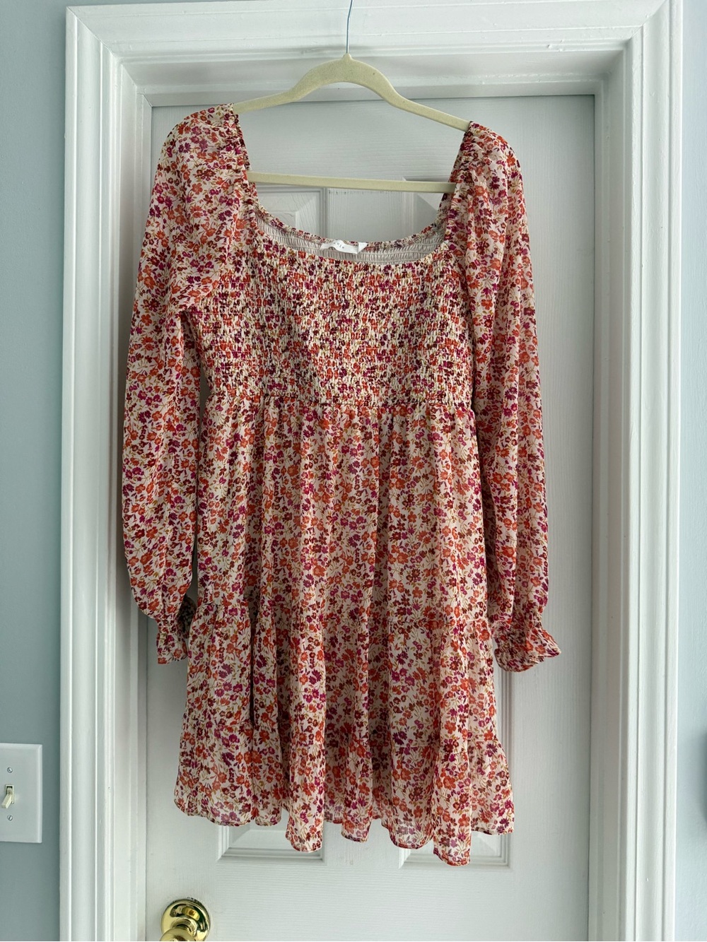 Lush Pink Floral Smocked Tunic Top